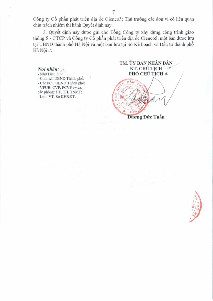 07- Quyết định chủ trương đầu tư dự án khu đô thị Thanh Hà A