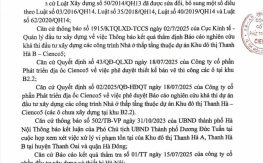 01 Thông báo khởi công nhà ở thấp tầng Chung Cư Thanh Hà Cienco 5